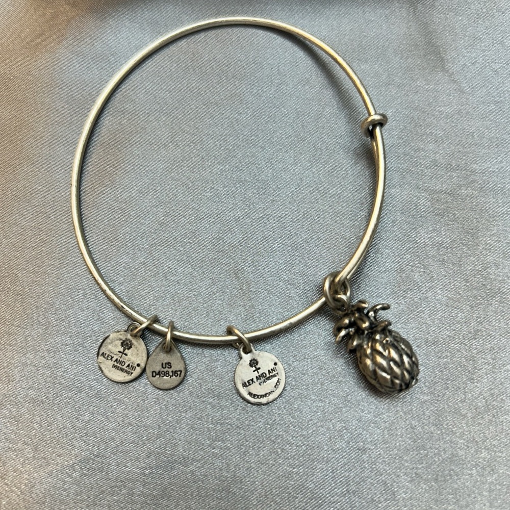 Alex and Ani Silver Pineapple Charm Bangle